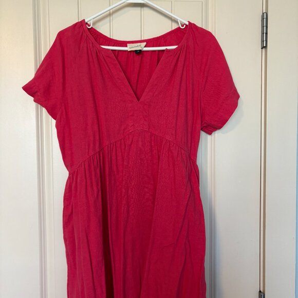 Universal Thread Linen Blend Mini Dress MED Babydoll Short Sleeves Pink - Picture 3 of 5